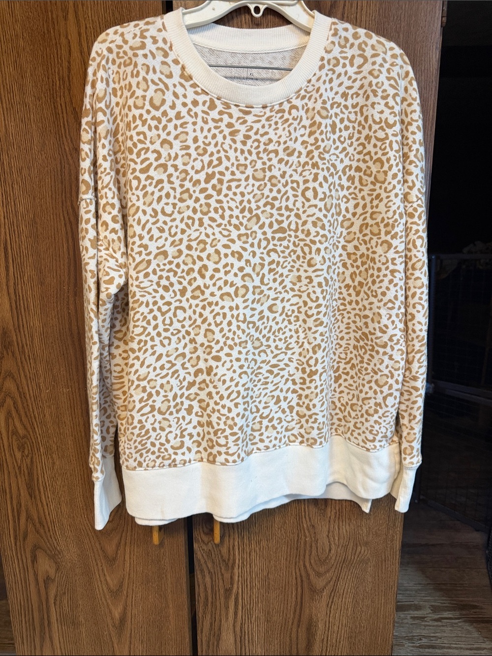 Leopard Print Cream and Tan Women's Sweater